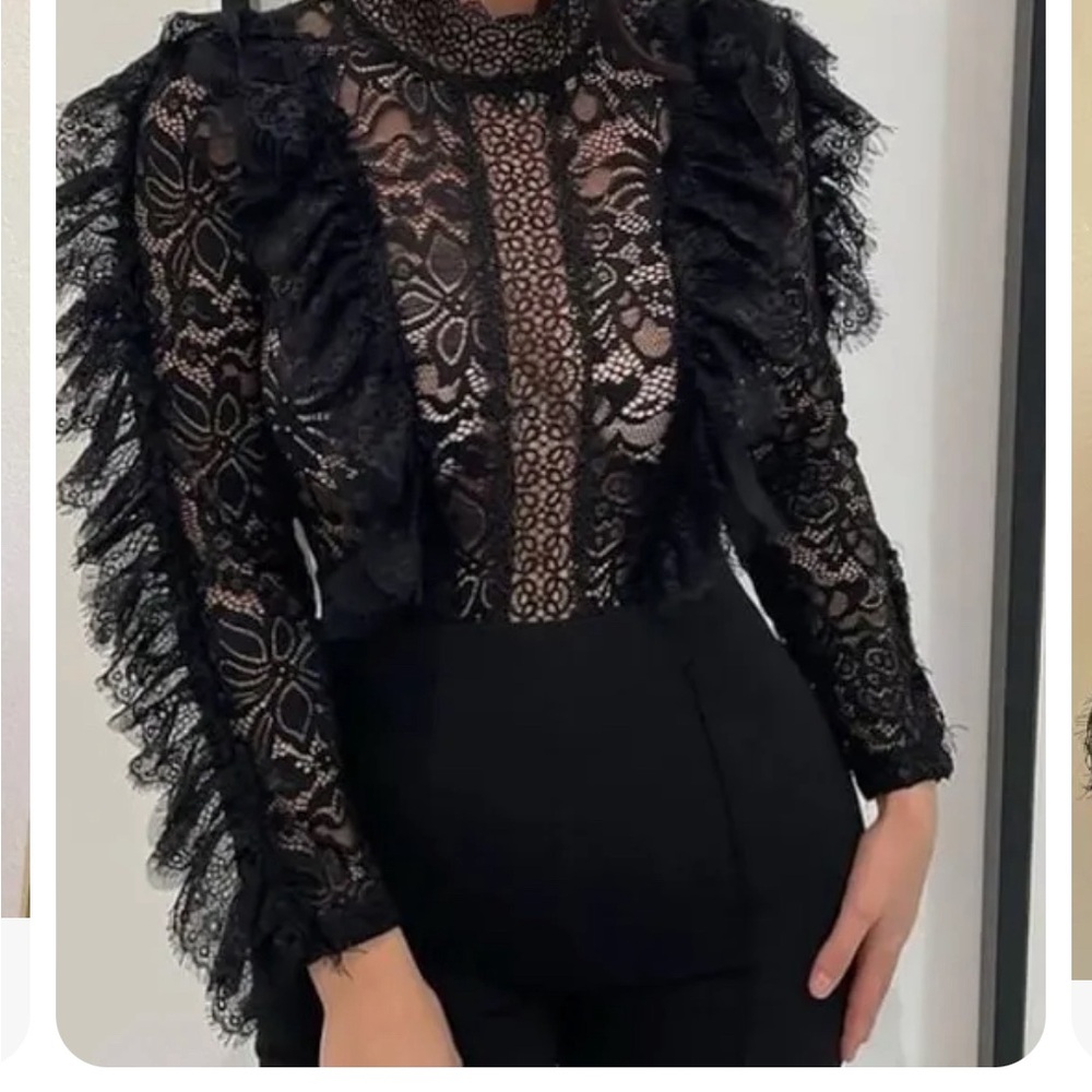 Fashion Nova Lace Ruffle Jumpsuit